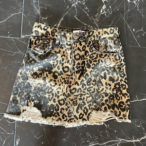 Cheetah Jean mini skirt